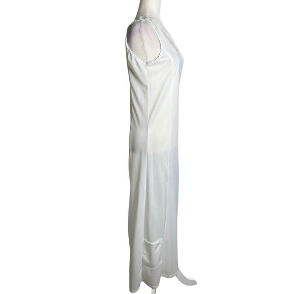 Dressed In White Sleeveless Full Length Bridal Slip M Polyester Lace Trim - Picture 6 of 7